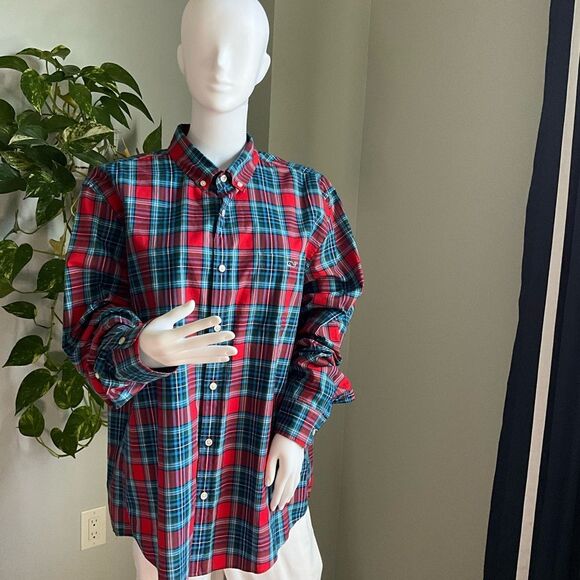Vineyard Vines Red and Blue Casual Button Down Shirt - Picture 1 of 7